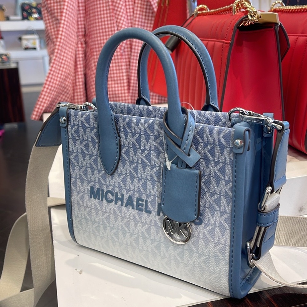 Michael Kors Mirella Extra-Small Ombré Logo Crossbody XBODY Shopper
Denim 
NWT - Picture 7 of 16